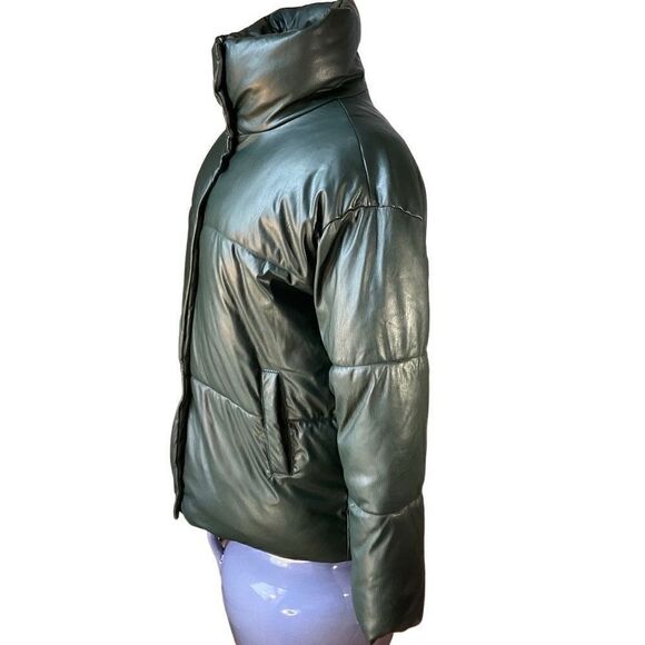 NVLT Green Vegan Leather Puffer, S/P. Beautiful! - Picture 4 of 13